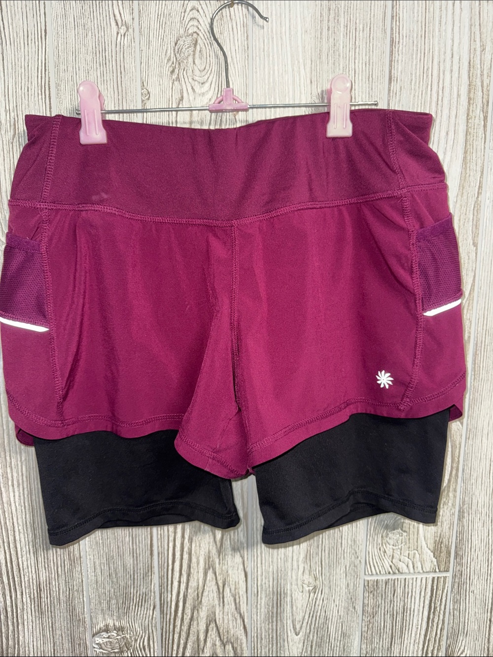 Athleta Berry Two-in-One Running Shorts with Black Liner